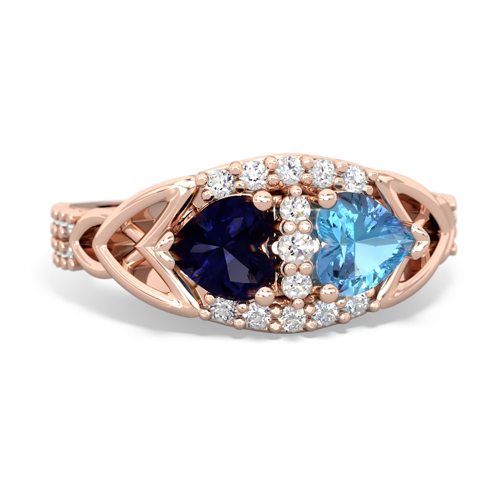 Sapphire Sparkling Celtic Knot 14K Rose Gold ring R2645