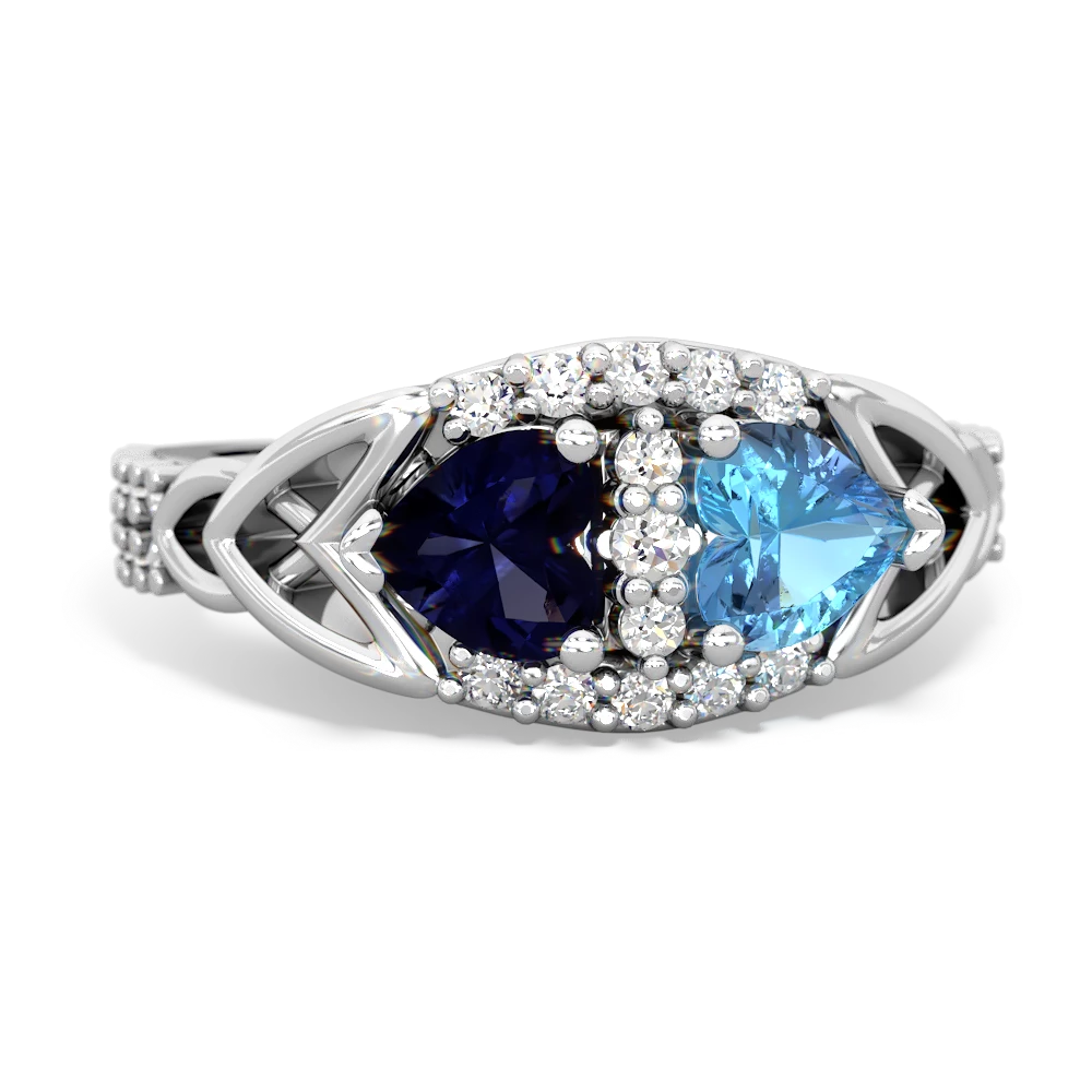 Sapphire Sparkling Celtic Knot 14K White Gold ring R2645