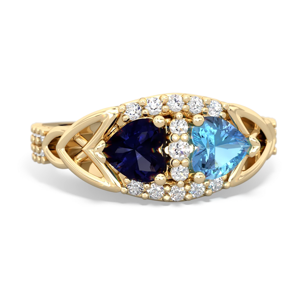 Sapphire Sparkling Celtic Knot 14K Yellow Gold ring R2645