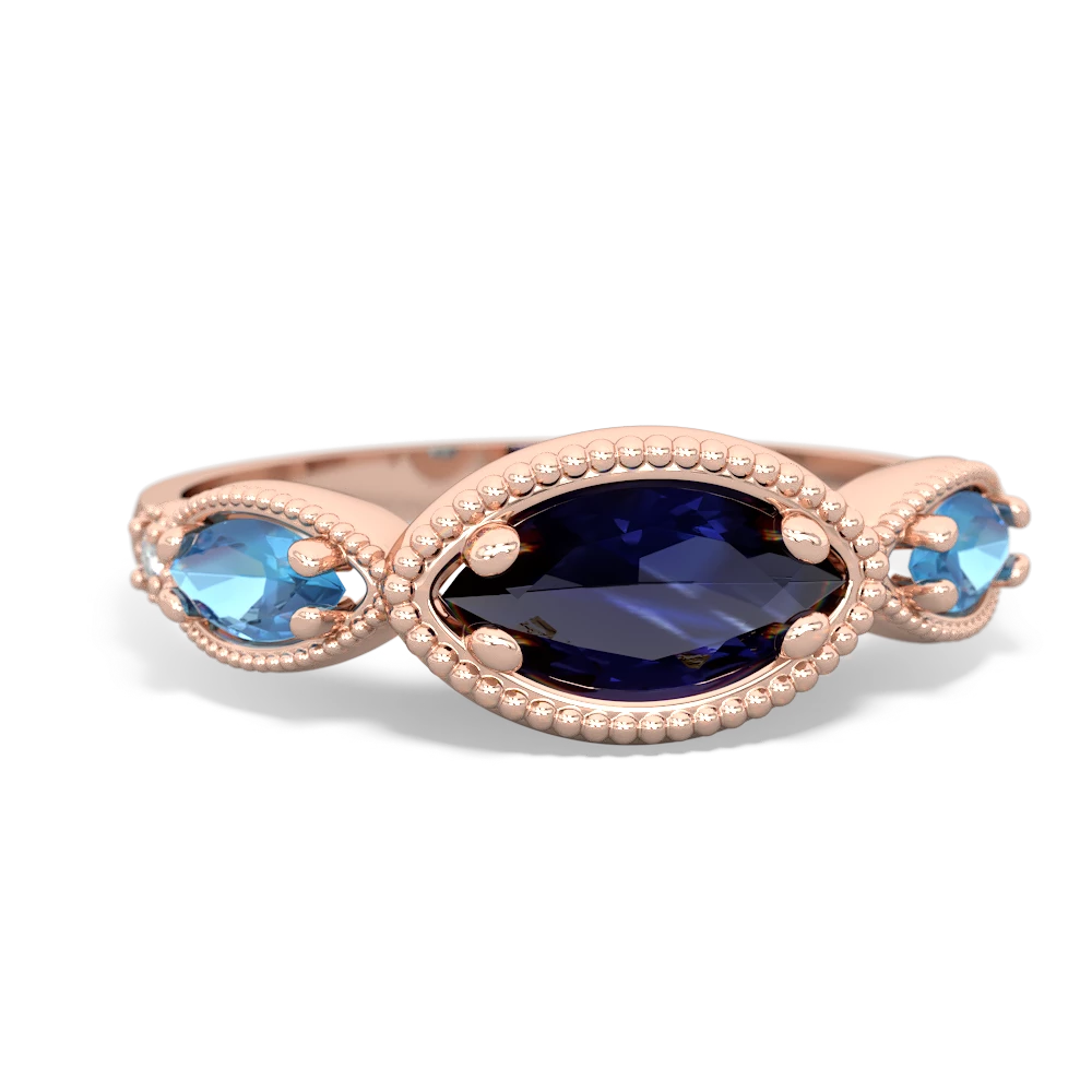 Sapphire Milgrain Marquise 14K Rose Gold ring R5700