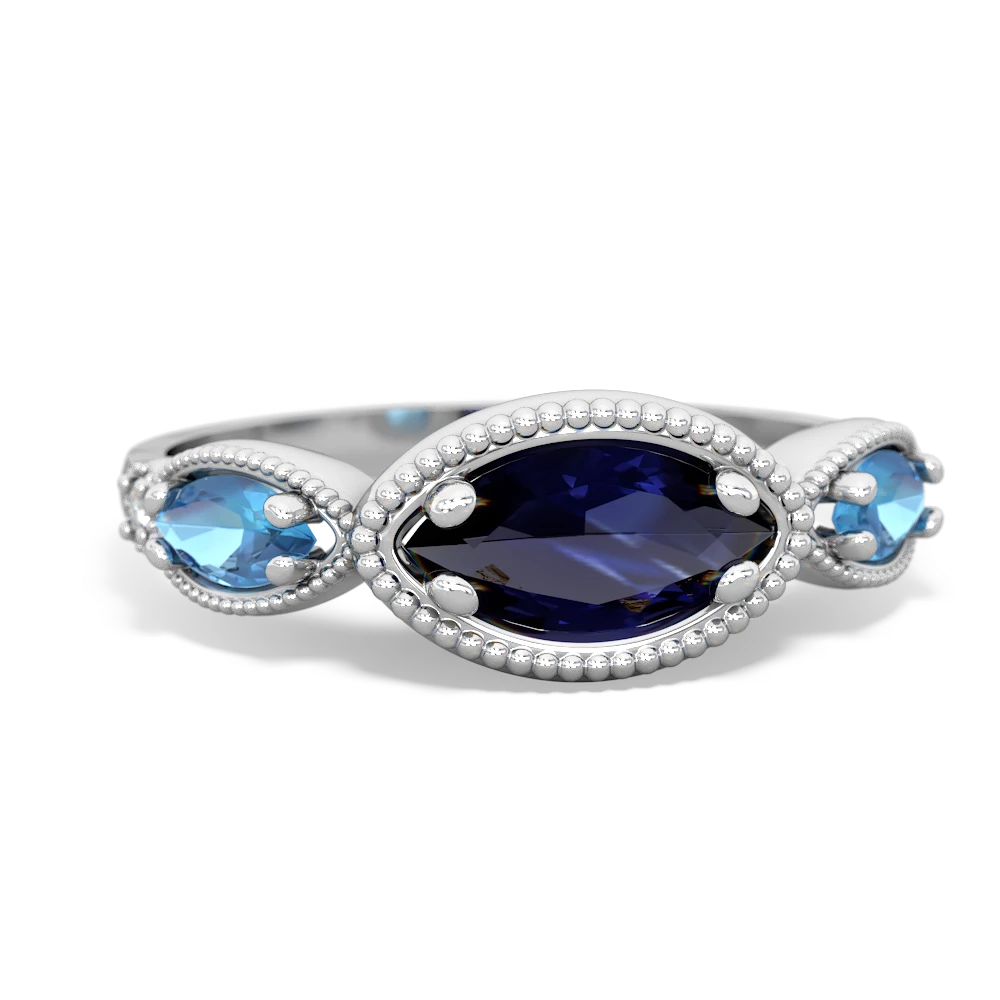 Sapphire Milgrain Marquise 14K White Gold ring R5700