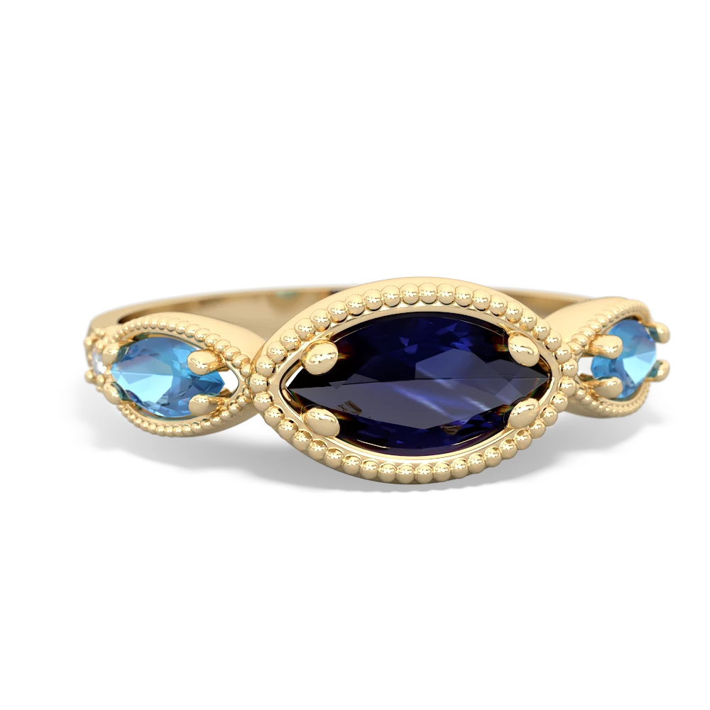 Sapphire Milgrain Marquise 14K Yellow Gold ring R5700