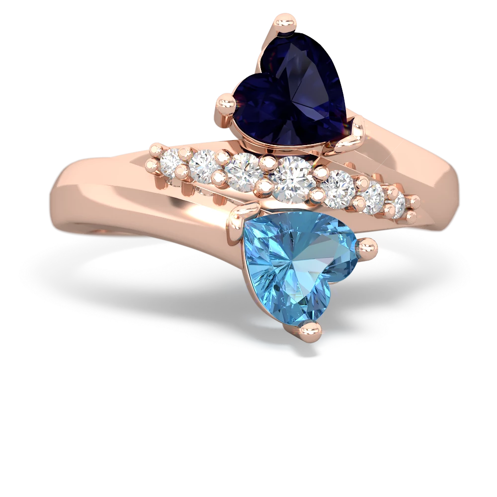 Sapphire Heart To Heart 14K Rose Gold ring R2064