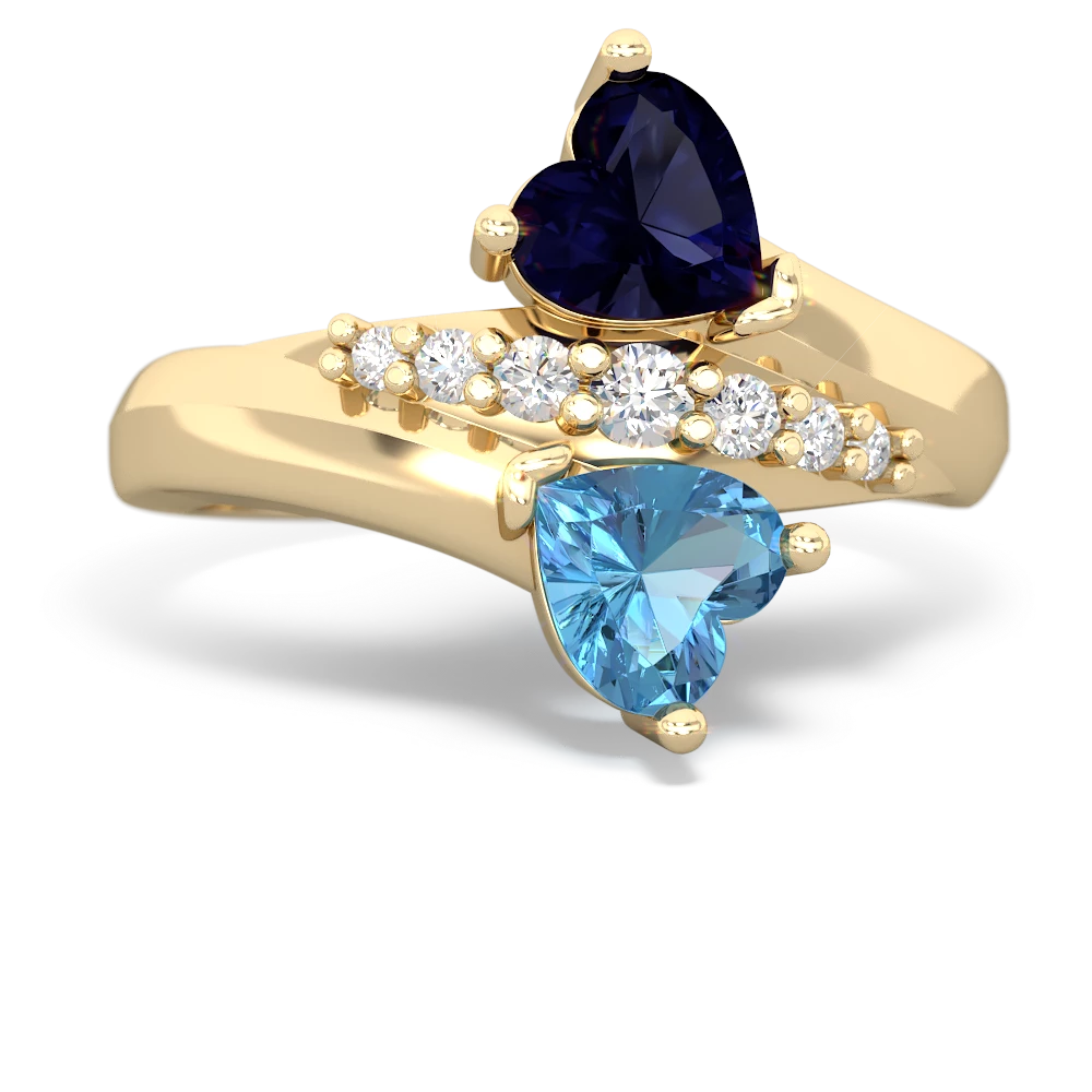 Sapphire Heart To Heart 14K Yellow Gold ring R2064