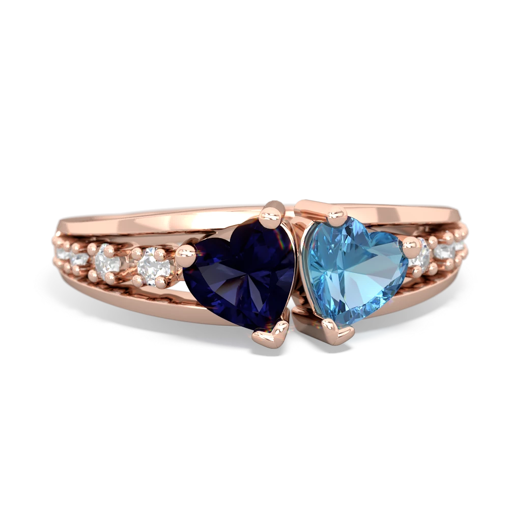 Sapphire Heart To Heart 14K Rose Gold ring R3342