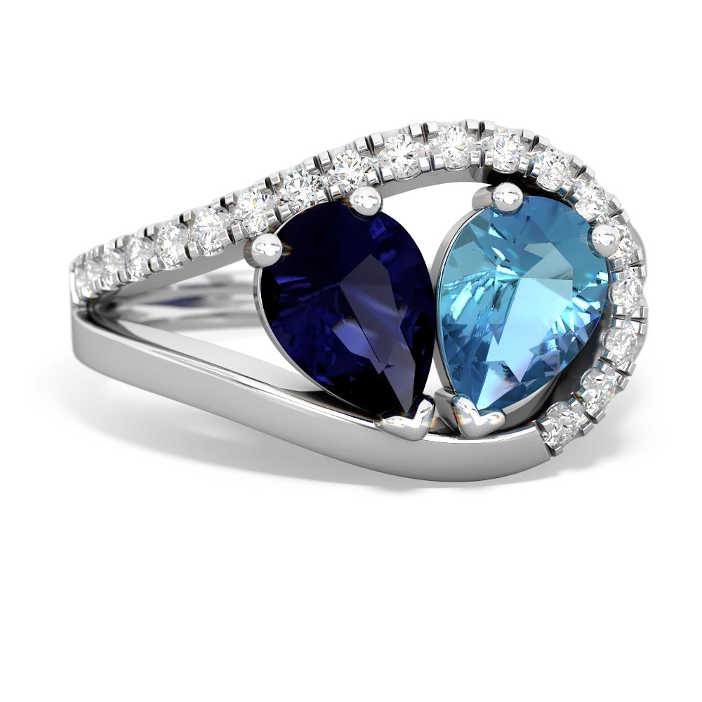 Sapphire Nestled Heart Keepsake 14K White Gold ring R5650