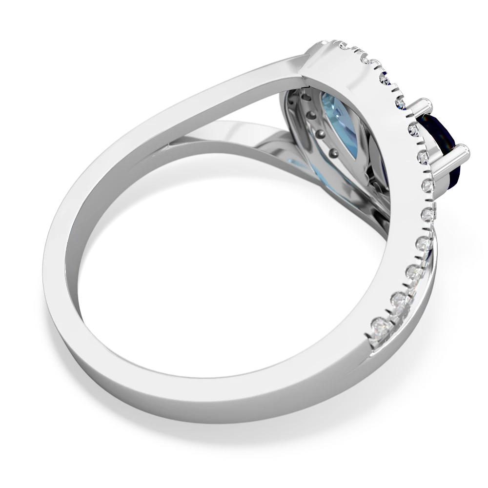 Sapphire Nestled Heart Keepsake 14K White Gold ring R5650