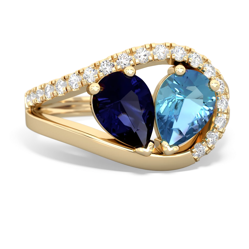 Sapphire Nestled Heart Keepsake 14K Yellow Gold ring R5650