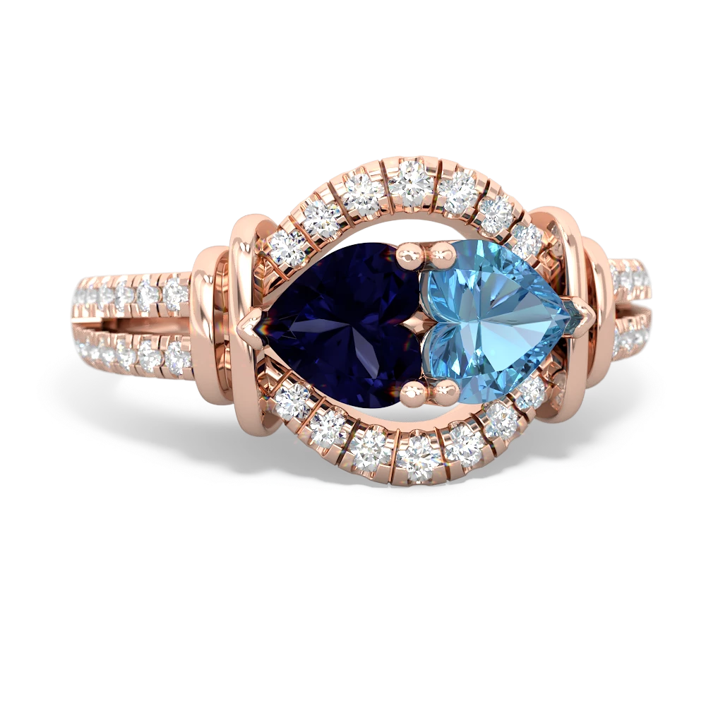 Sapphire Art-Deco Keepsake 14K Rose Gold ring R5630