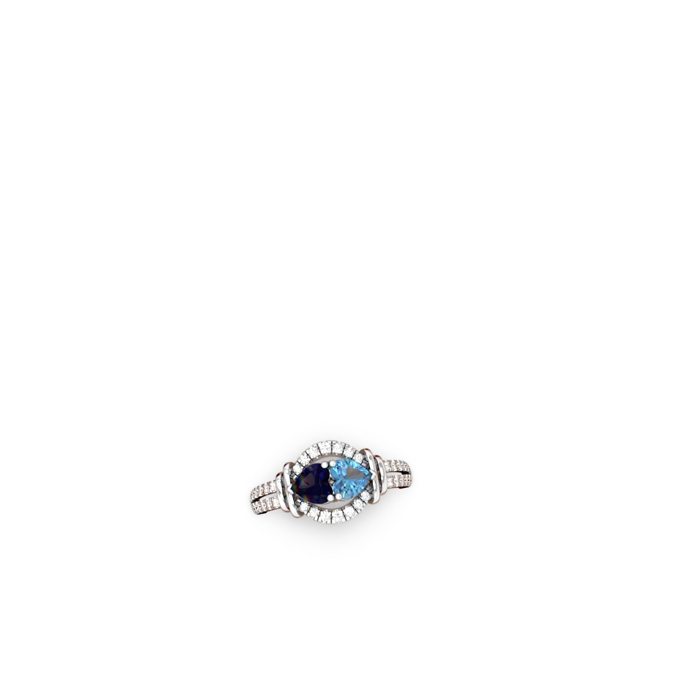 Sapphire Art-Deco Keepsake 14K White Gold ring R5630