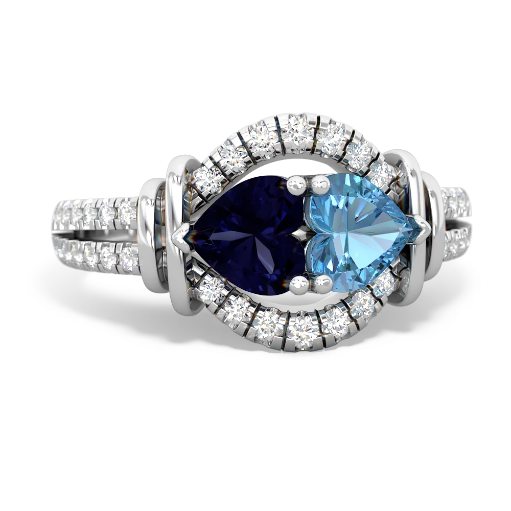 Sapphire Art-Deco Keepsake 14K White Gold ring R5630