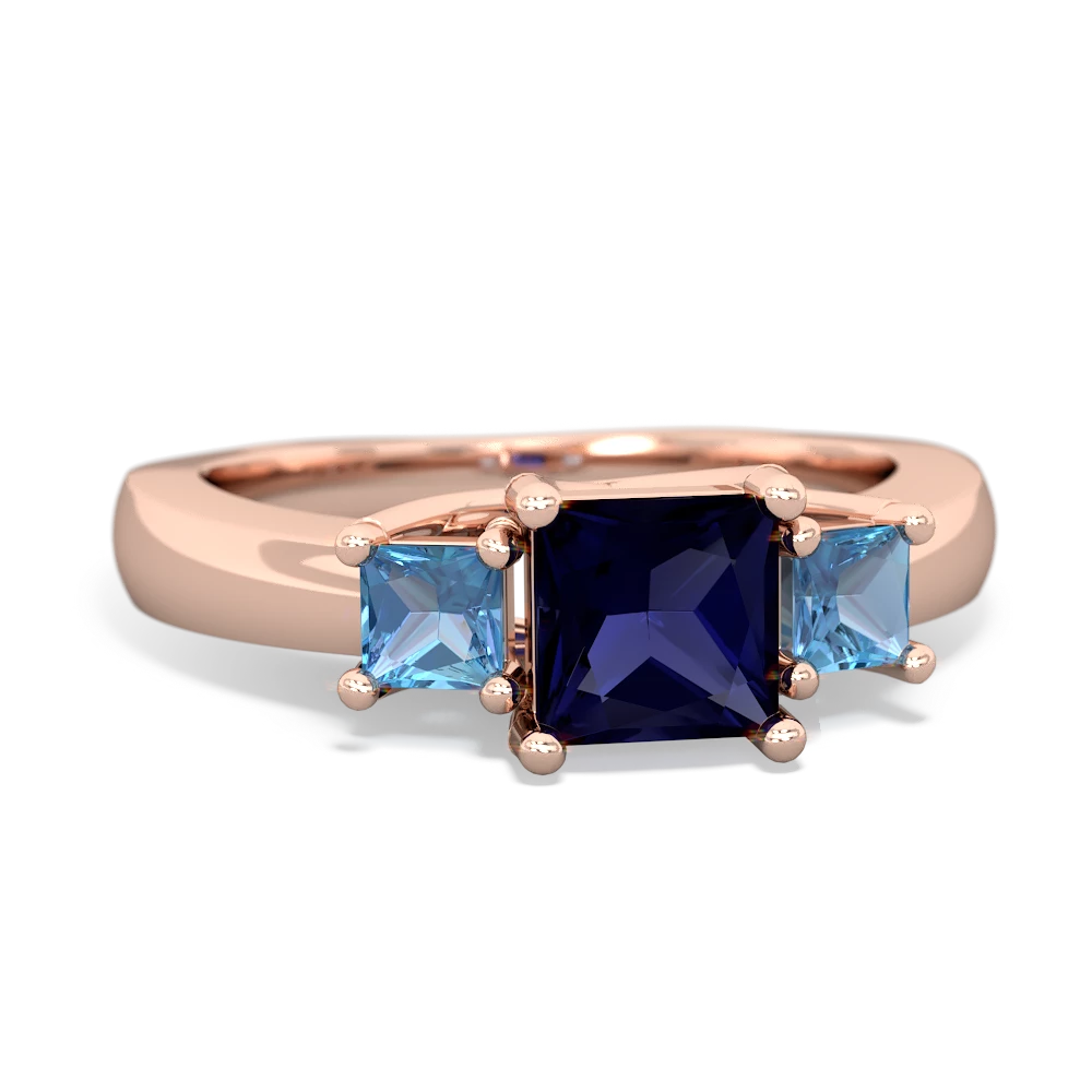 Sapphire Three Stone Trellis 14K Rose Gold ring R4015