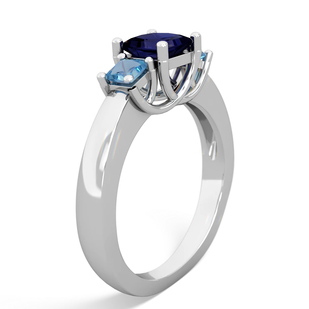 Sapphire Three Stone Trellis 14K White Gold ring R4015