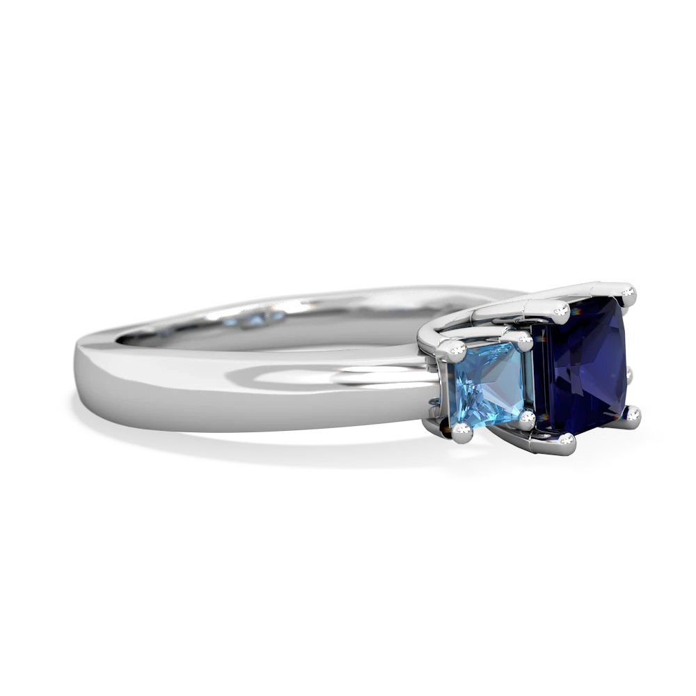 Sapphire Three Stone Trellis 14K White Gold ring R4015