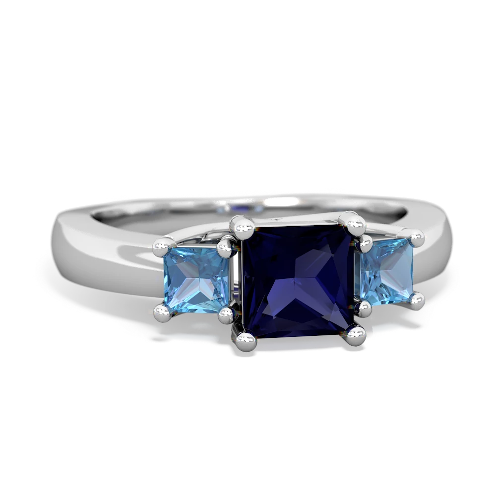 Sapphire Three Stone Trellis 14K White Gold ring R4015