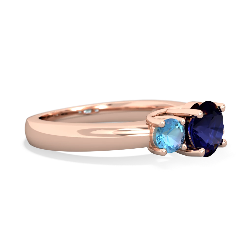 Sapphire Three Stone Round Trellis 14K Rose Gold ring R4018