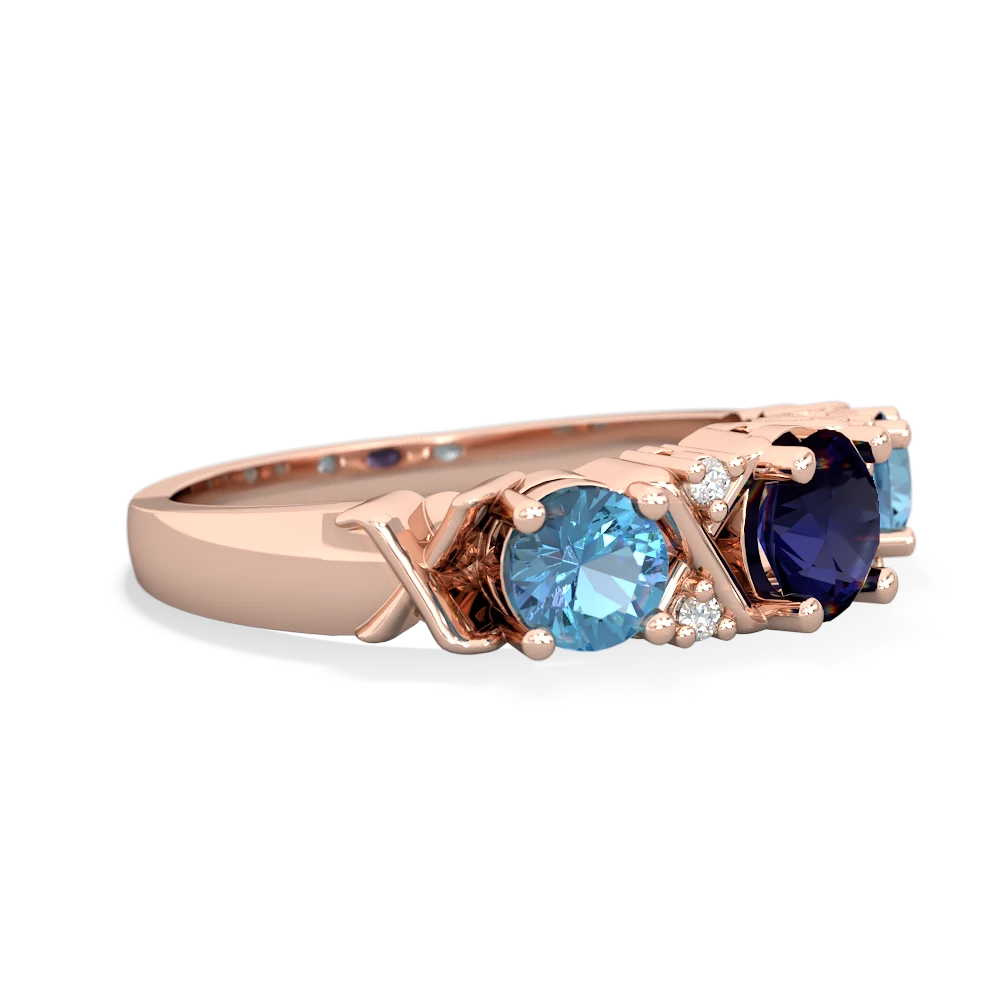 Sapphire Hugs And Kisses 14K Rose Gold ring R5016