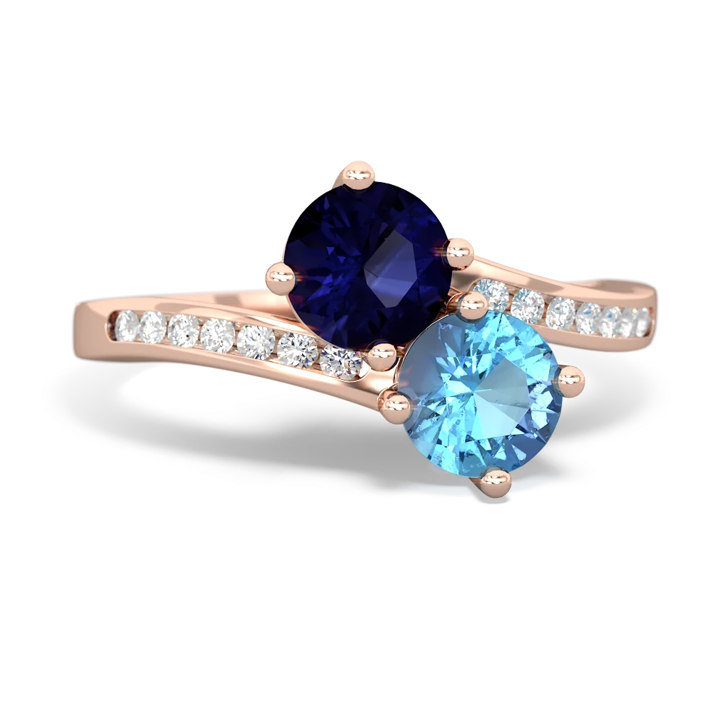 Sapphire Channel Set Two Stone 14K Rose Gold ring R5303