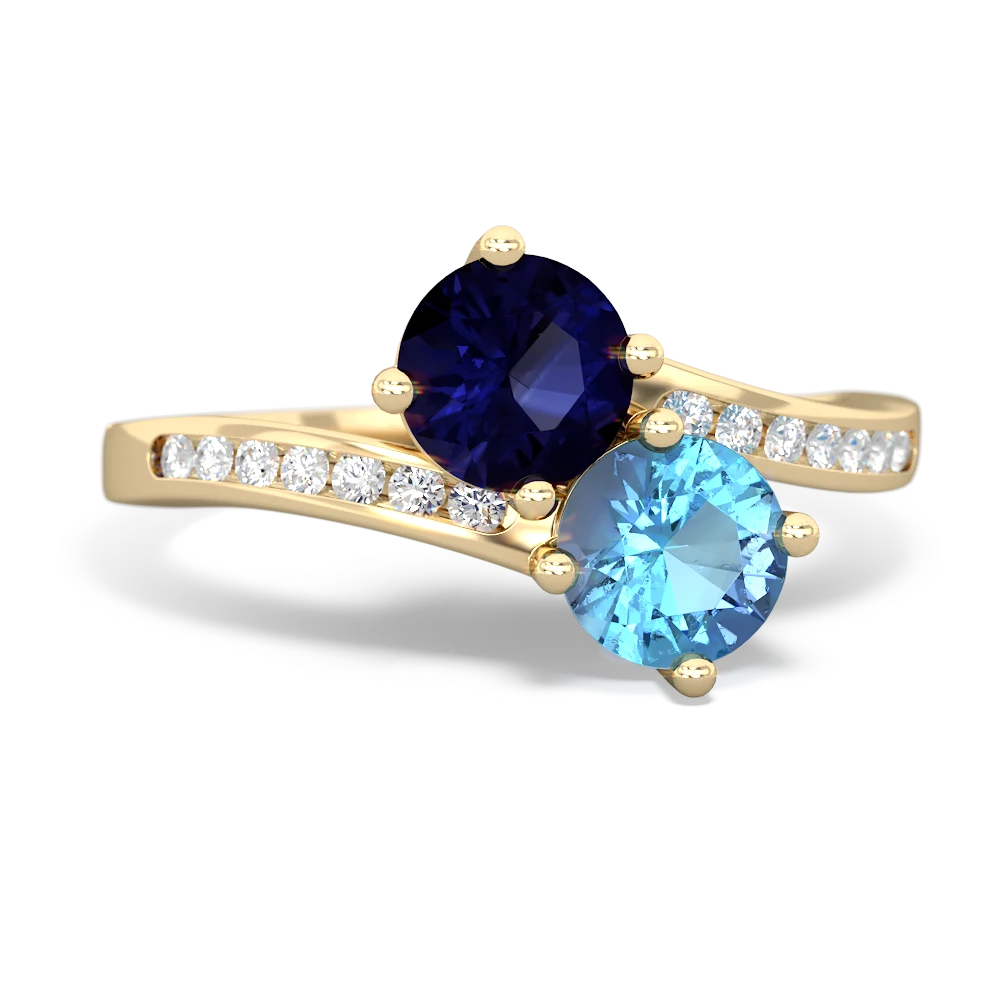 Sapphire Channel Set Two Stone 14K Yellow Gold ring R5303