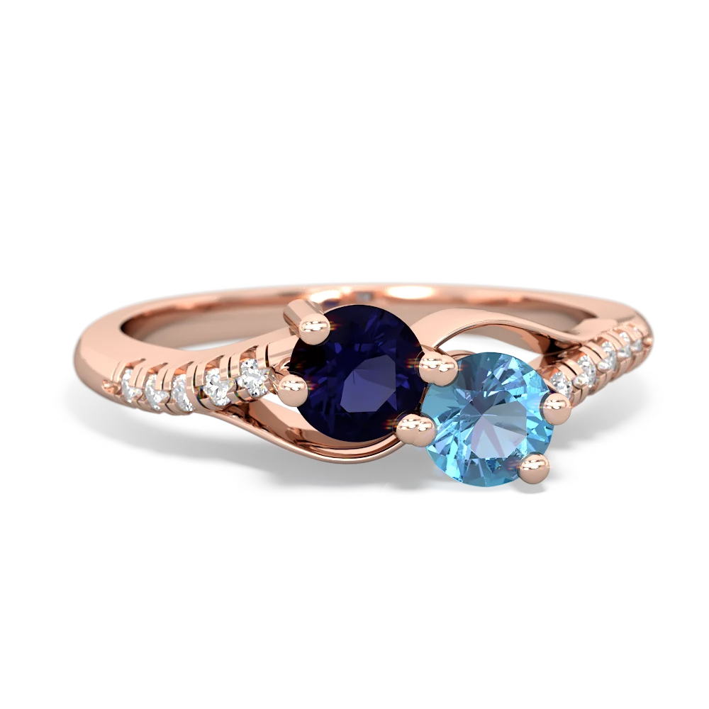 Sapphire Infinity Pave Two Stone 14K Rose Gold ring R5285