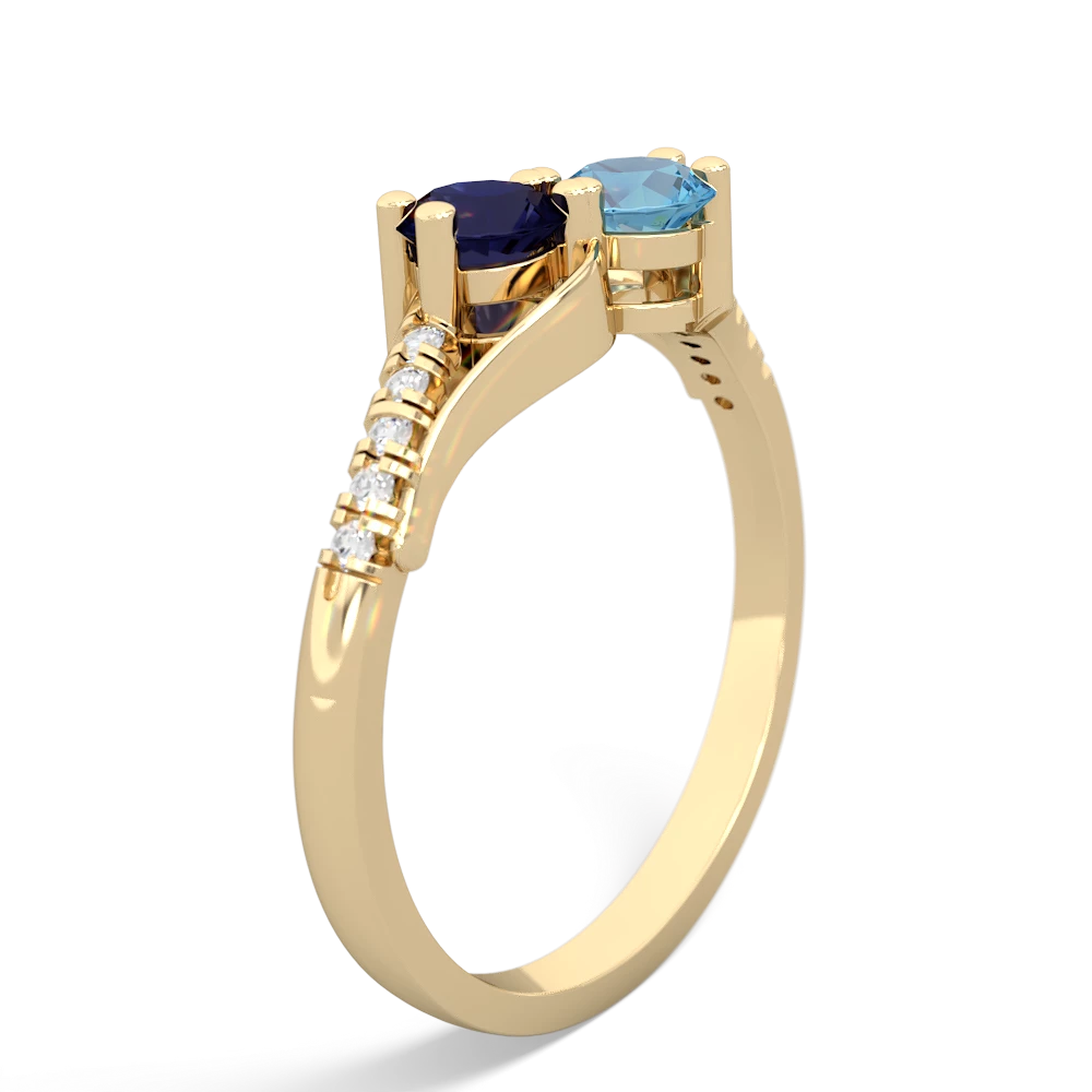 Sapphire Infinity Pave Two Stone 14K Yellow Gold ring R5285