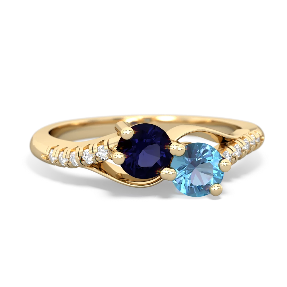 Sapphire Infinity Pave Two Stone 14K Yellow Gold ring R5285