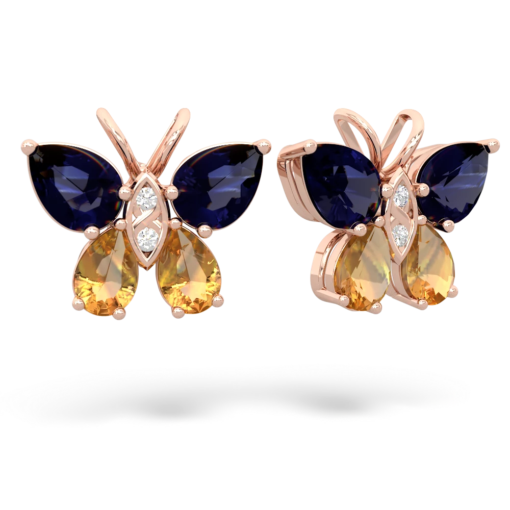 Sapphire Butterfly 14K Rose Gold earrings E2215