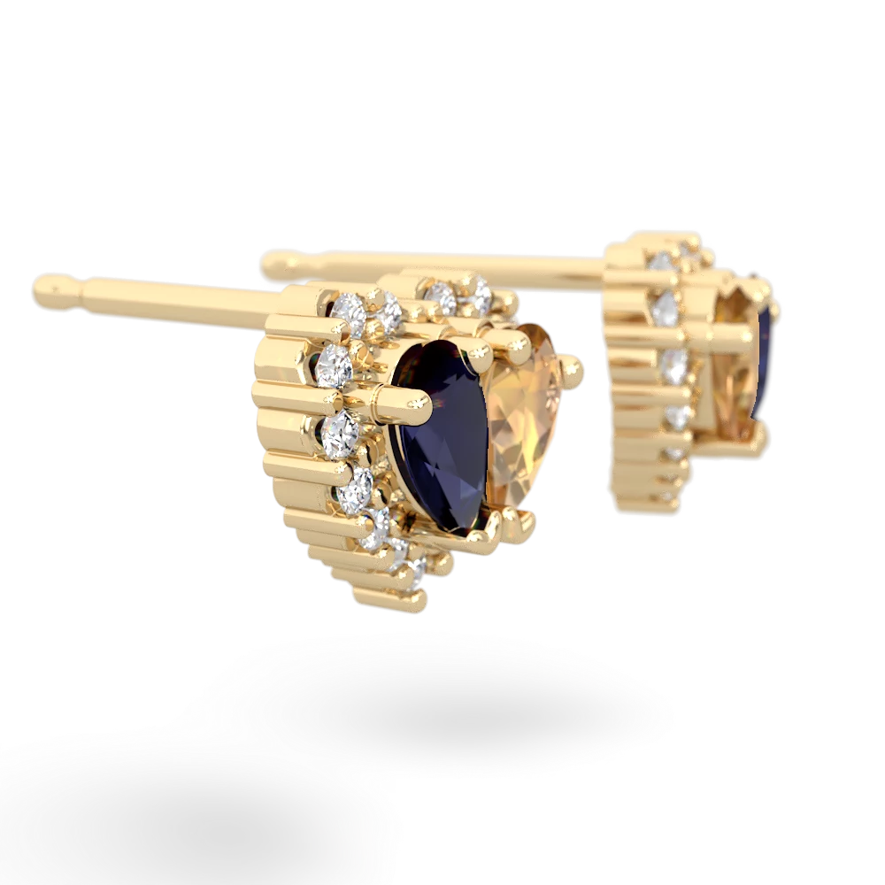 Sapphire Halo 14K Yellow Gold earrings E7008