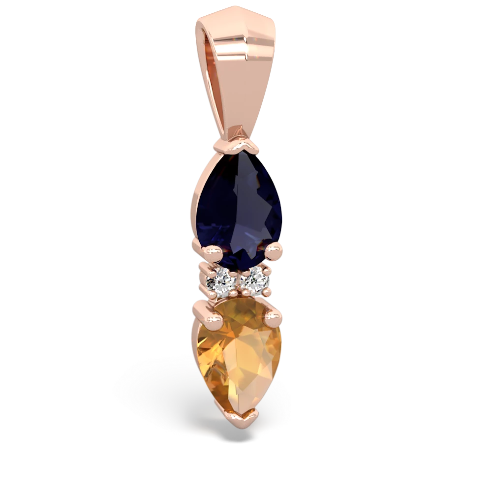 Sapphire Bowtie Drop 14K Rose Gold pendant P0865