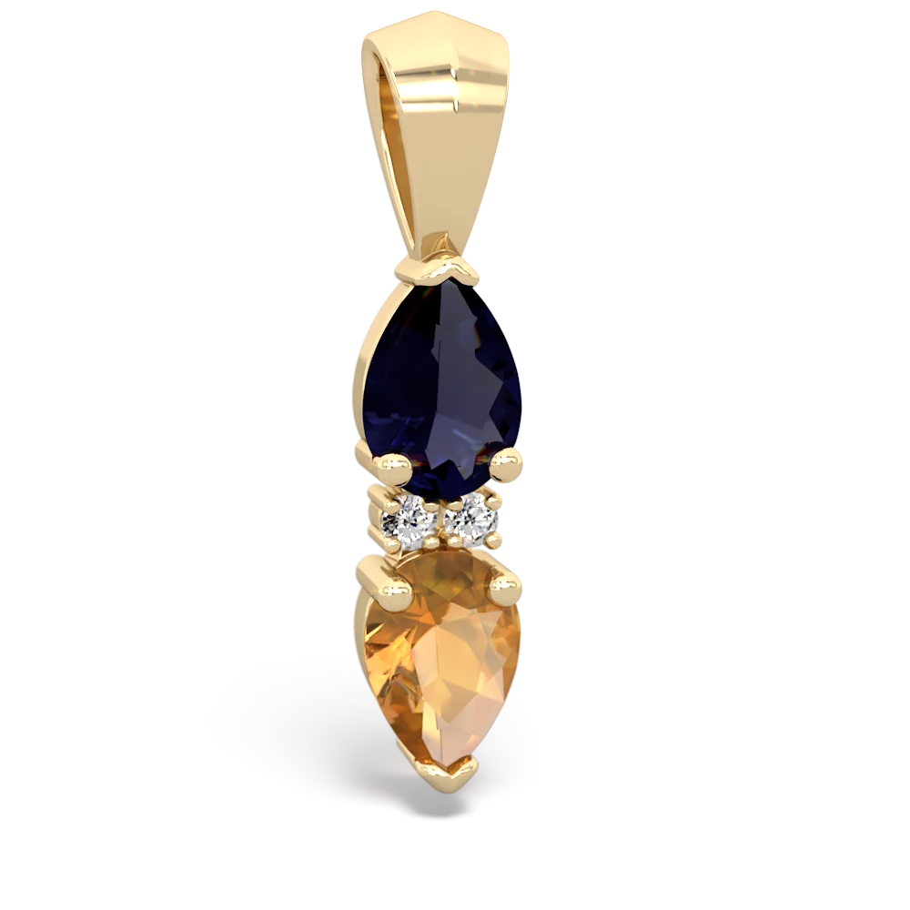 Sapphire Bowtie Drop 14K Yellow Gold pendant P0865