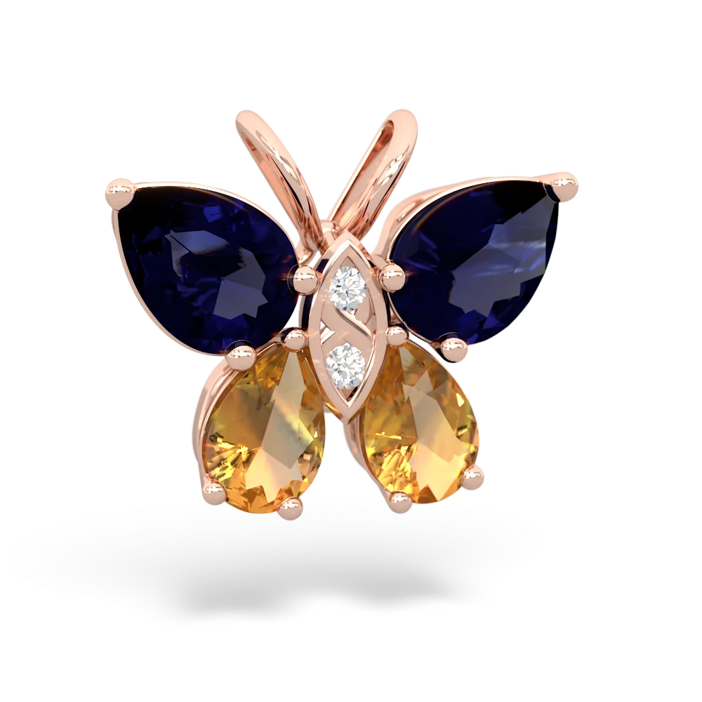 Sapphire Butterfly 14K Rose Gold pendant P2215