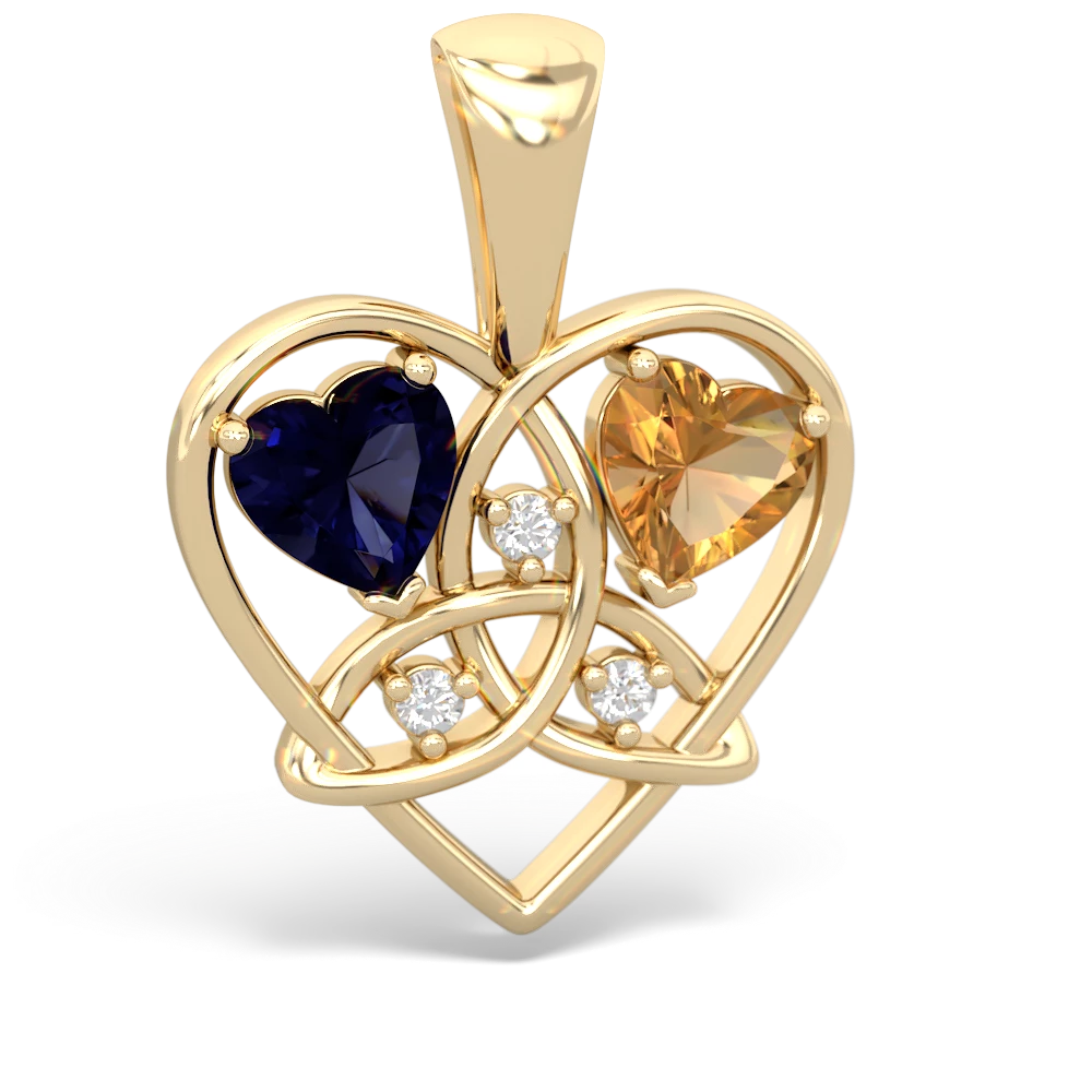 Sapphire Celtic Trinity Heart 14K Yellow Gold pendant P5331