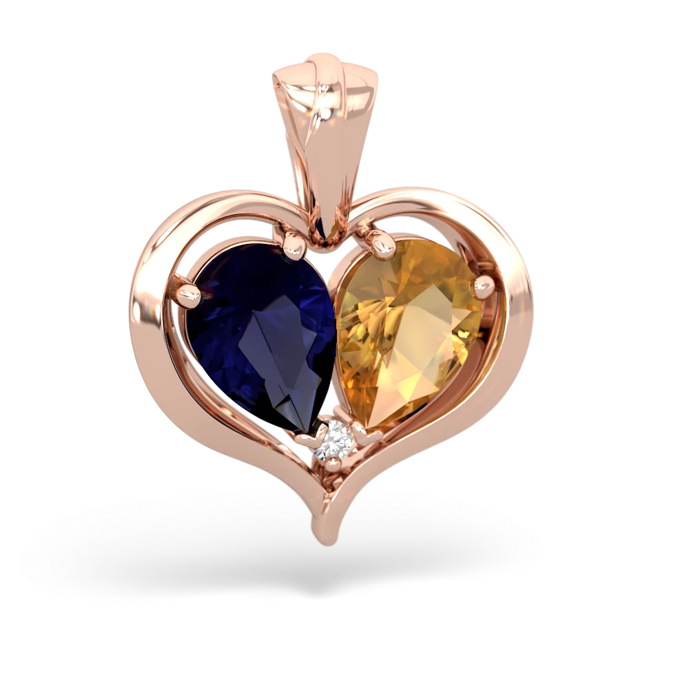 Sapphire Two Become One 14K Rose Gold pendant P5330