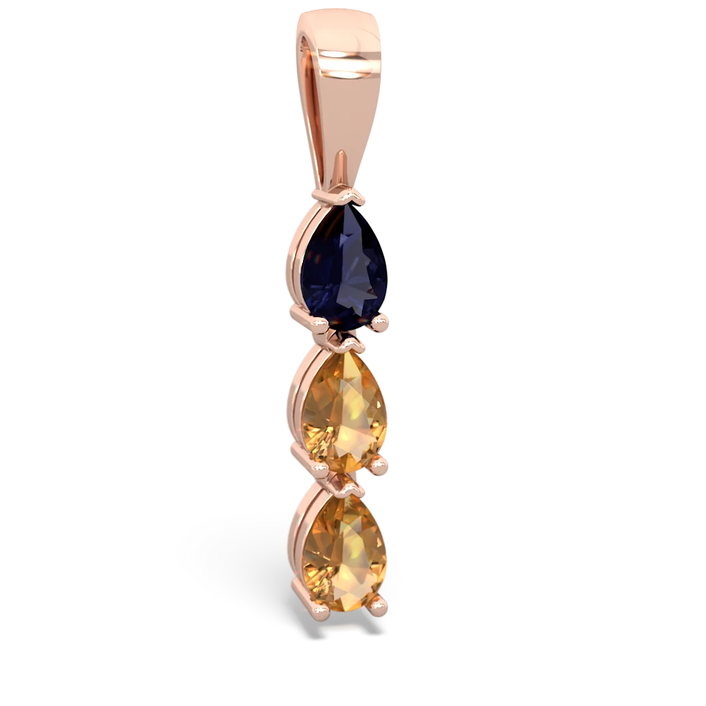 Sapphire Dew Drops 14K Rose Gold pendant P2251