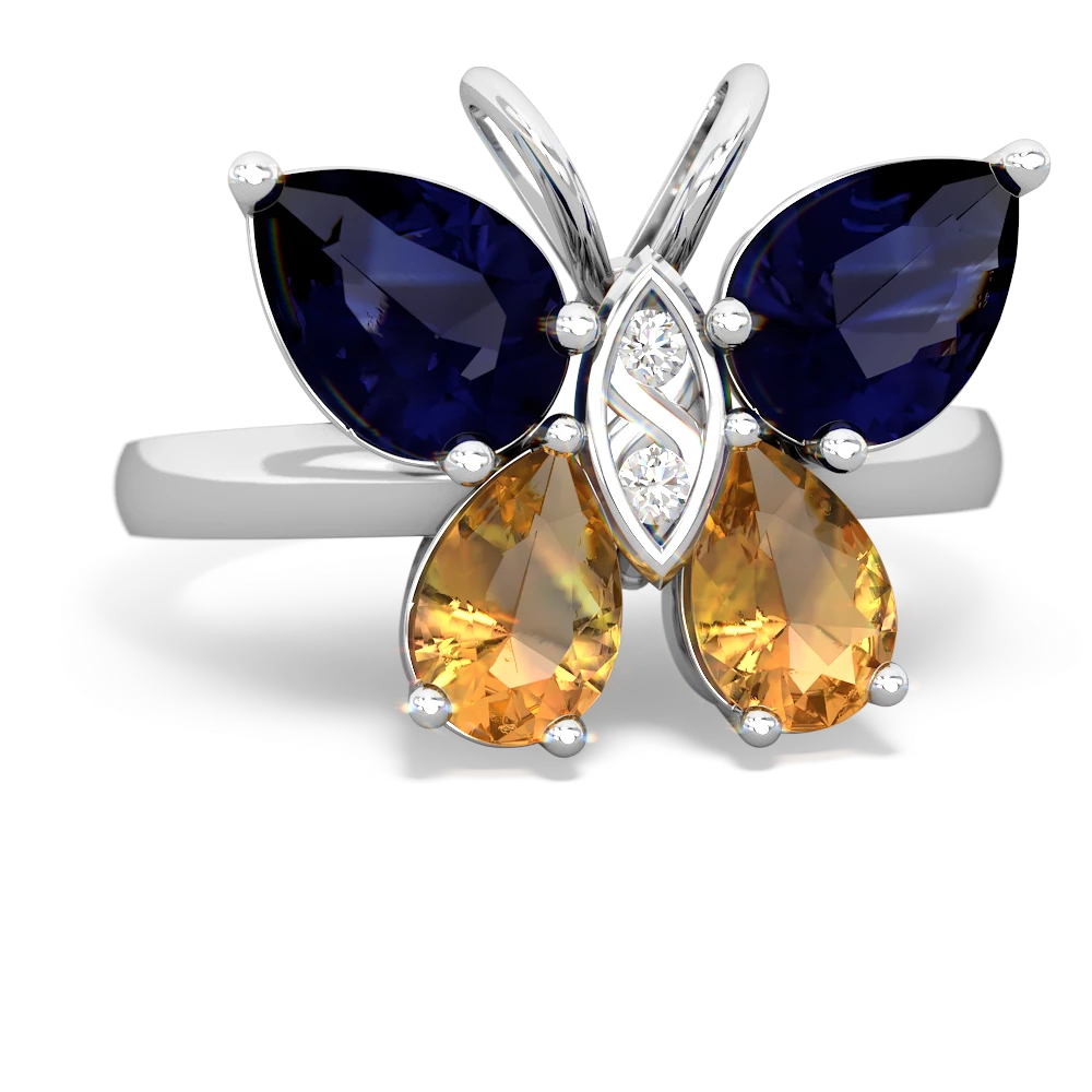 Sapphire Butterfly 14K White Gold ring R2215