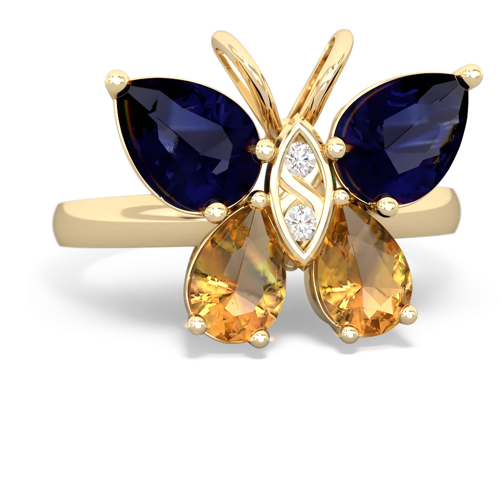 Sapphire Butterfly 14K Yellow Gold ring R2215