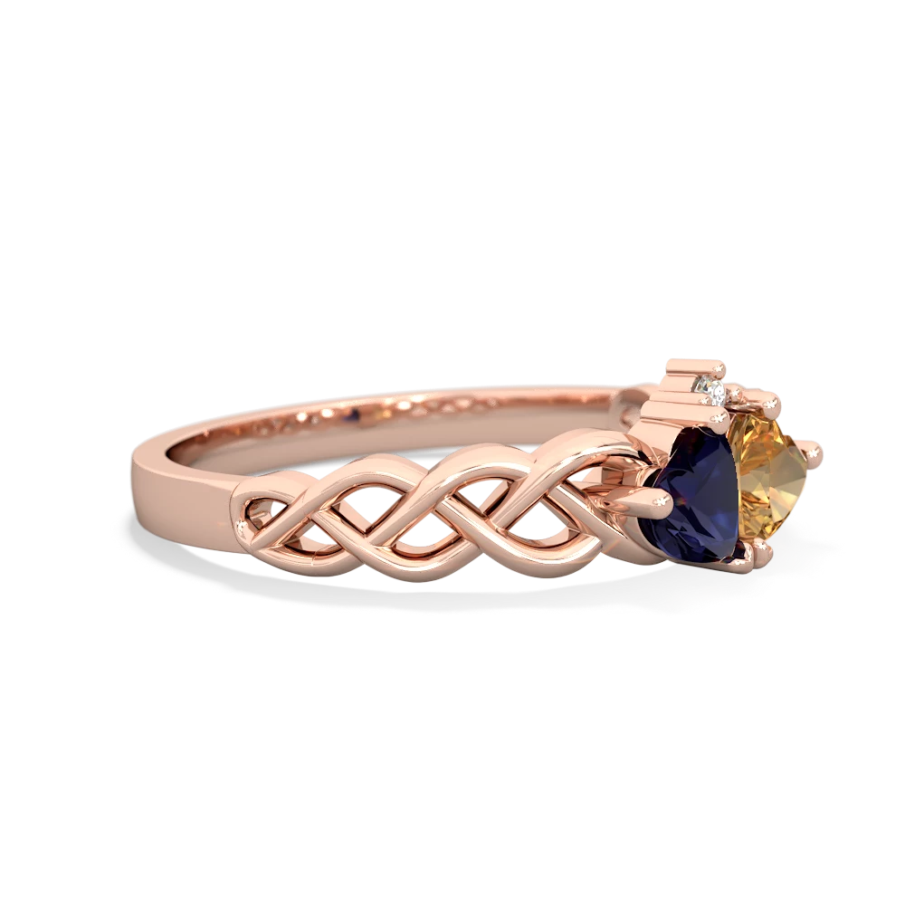 Sapphire Heart To Heart Braid 14K Rose Gold ring R5870