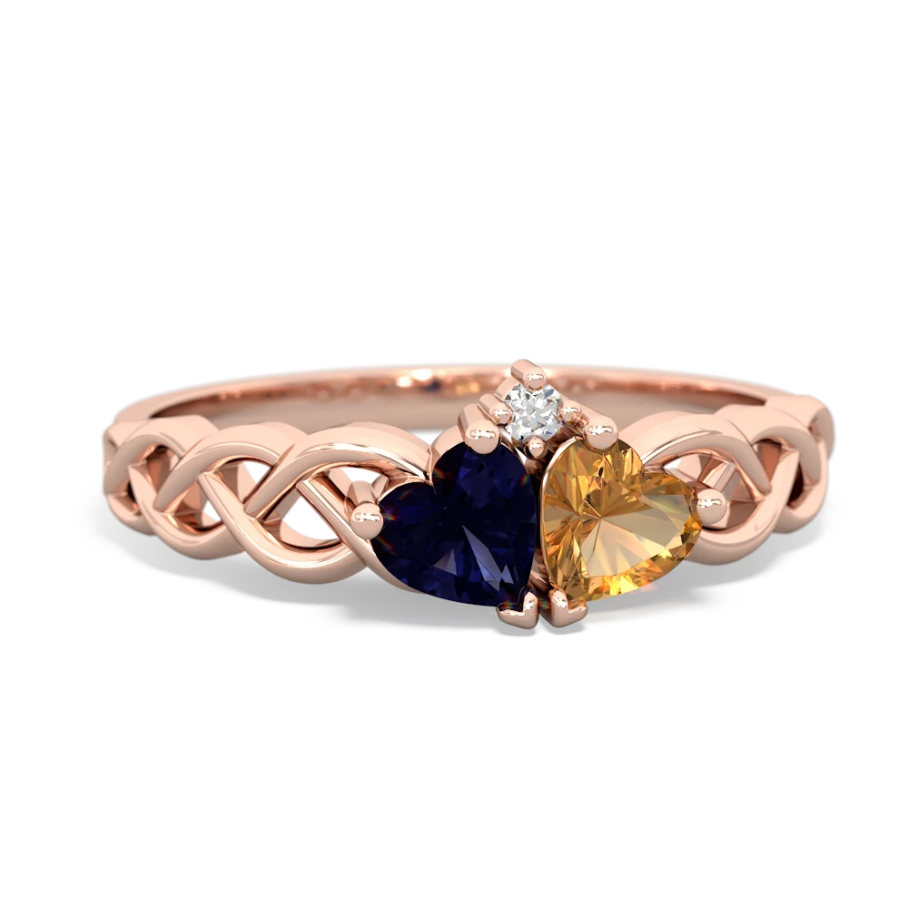 Sapphire Heart To Heart Braid 14K Rose Gold ring R5870