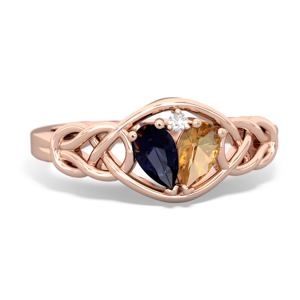 Sapphire Celtic Love Knot 14K Rose Gold ring R5420