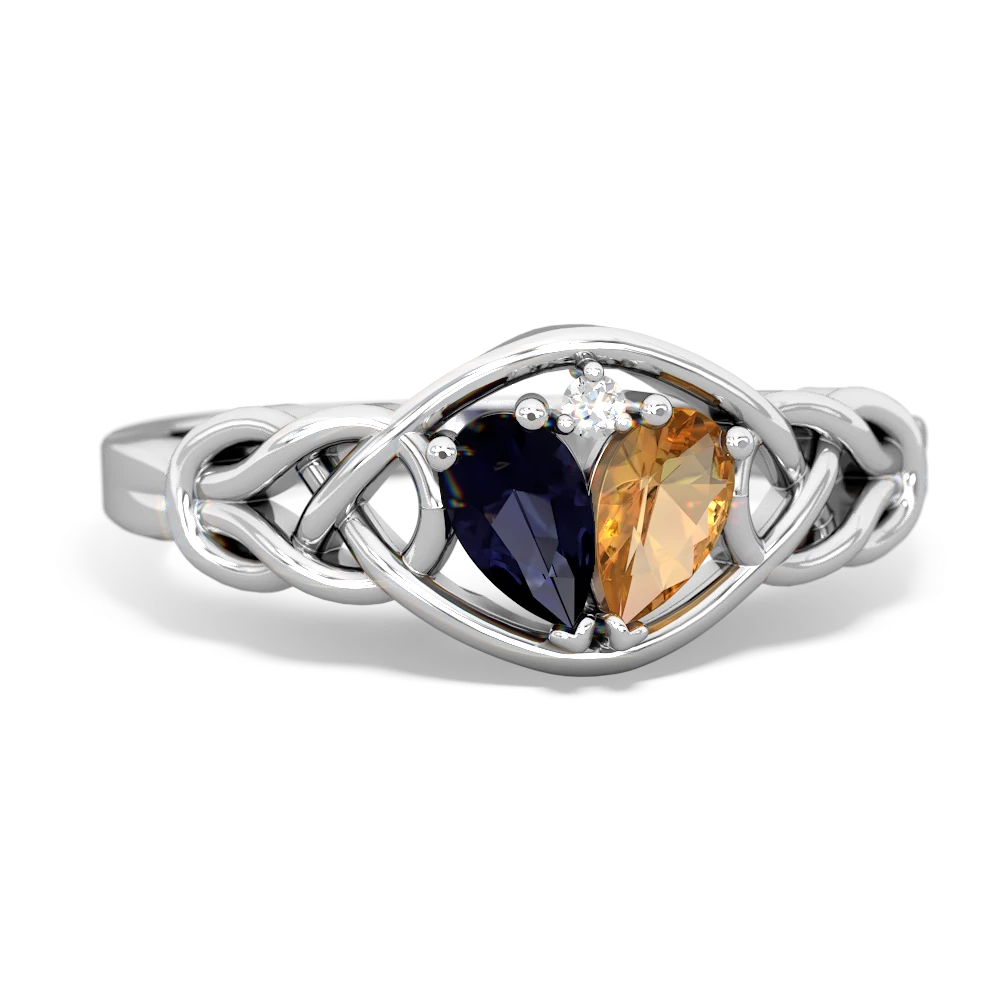 Sapphire Celtic Love Knot 14K White Gold ring R5420