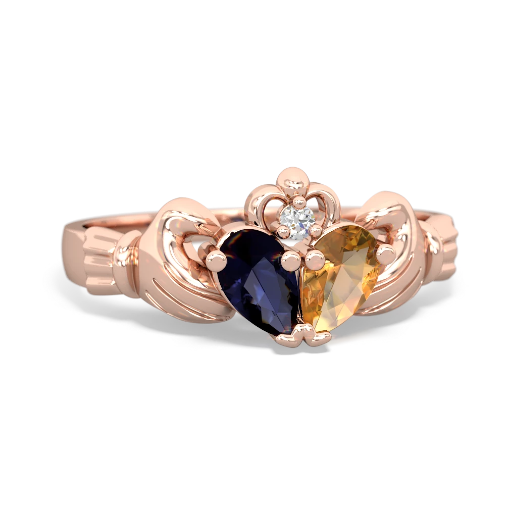 Sapphire 'Our Heart' Claddagh 14K Rose Gold ring R2388