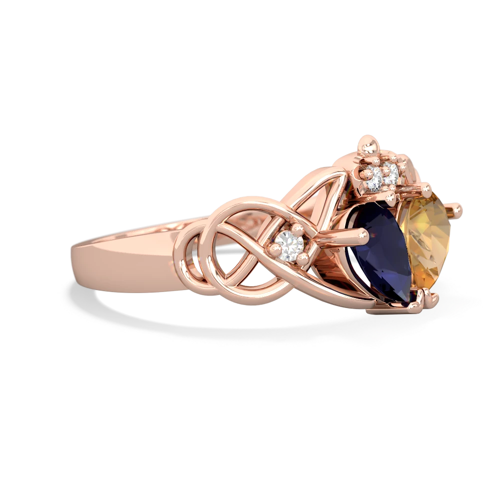 Sapphire 'One Heart' Celtic Knot Claddagh 14K Rose Gold ring R5322