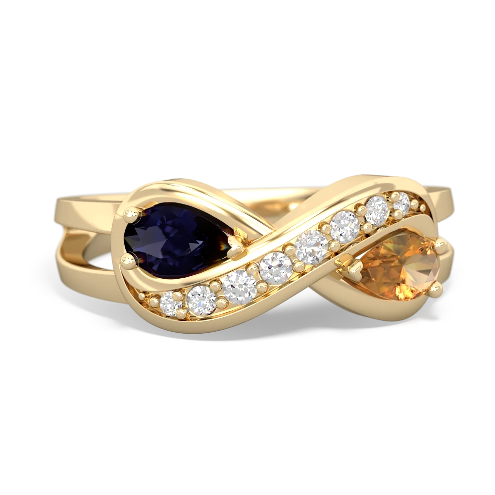 Sapphire Diamond Infinity 14K Yellow Gold ring R5390