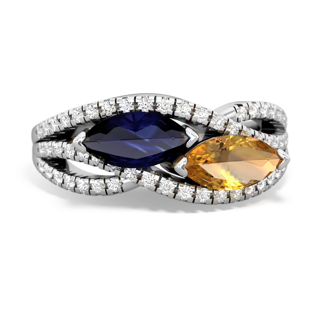 Sapphire Diamond Rivers 14K White Gold ring R3070