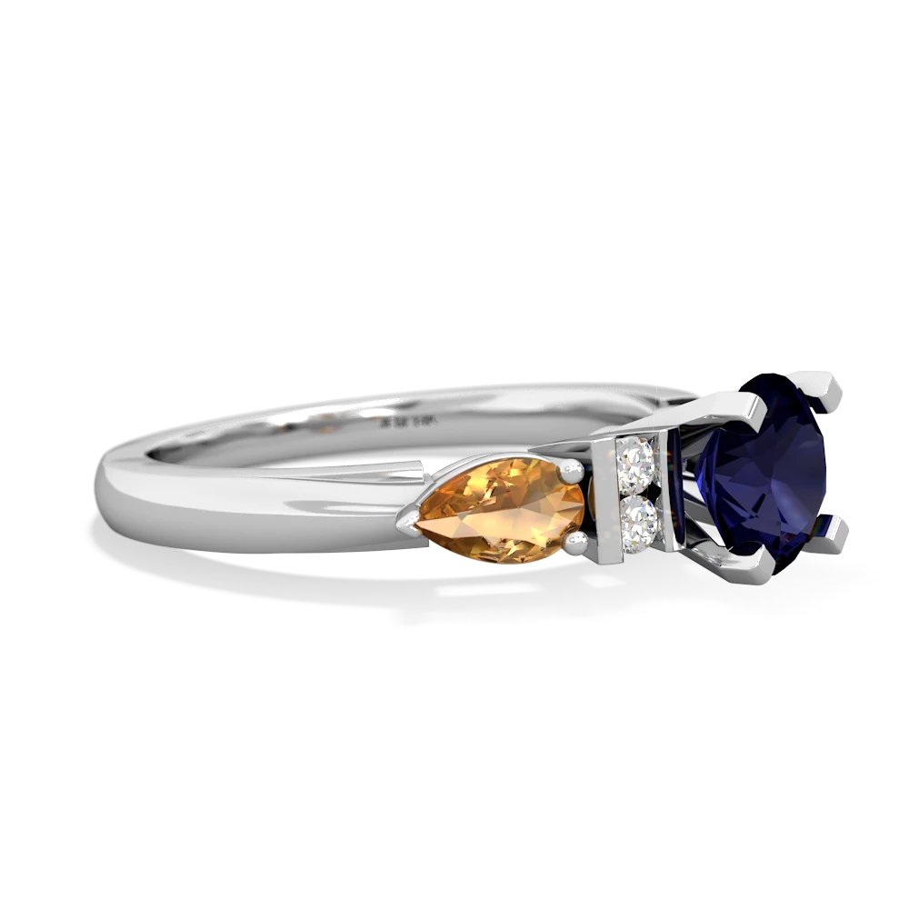 Sapphire 6Mm Round Eternal Embrace Engagement 14K White Gold ring R2005