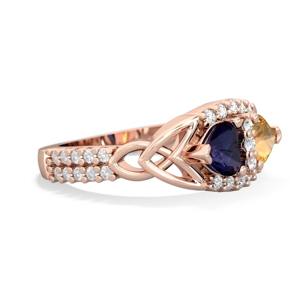 Sapphire Sparkling Celtic Knot 14K Rose Gold ring R2645