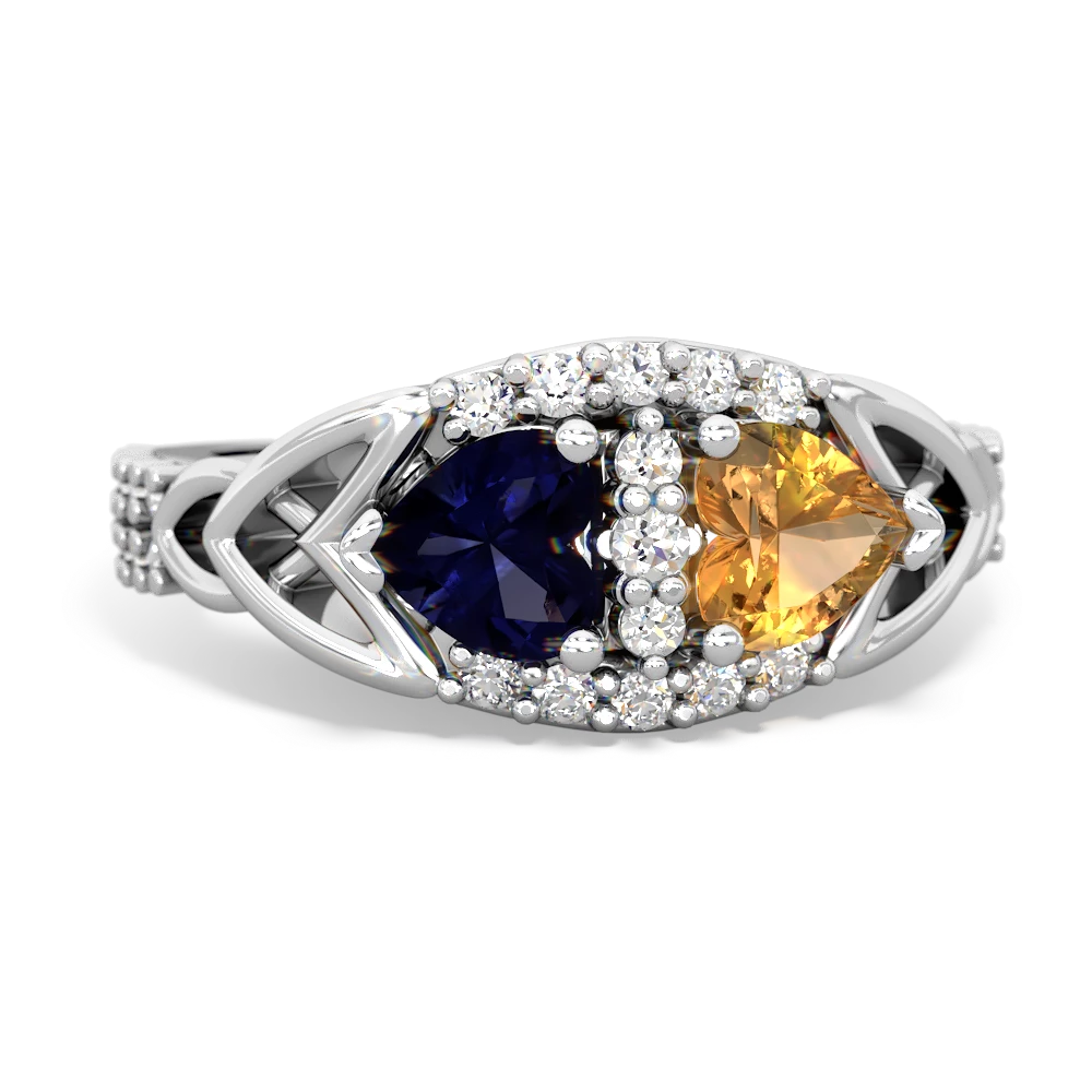 Sapphire Sparkling Celtic Knot 14K White Gold ring R2645