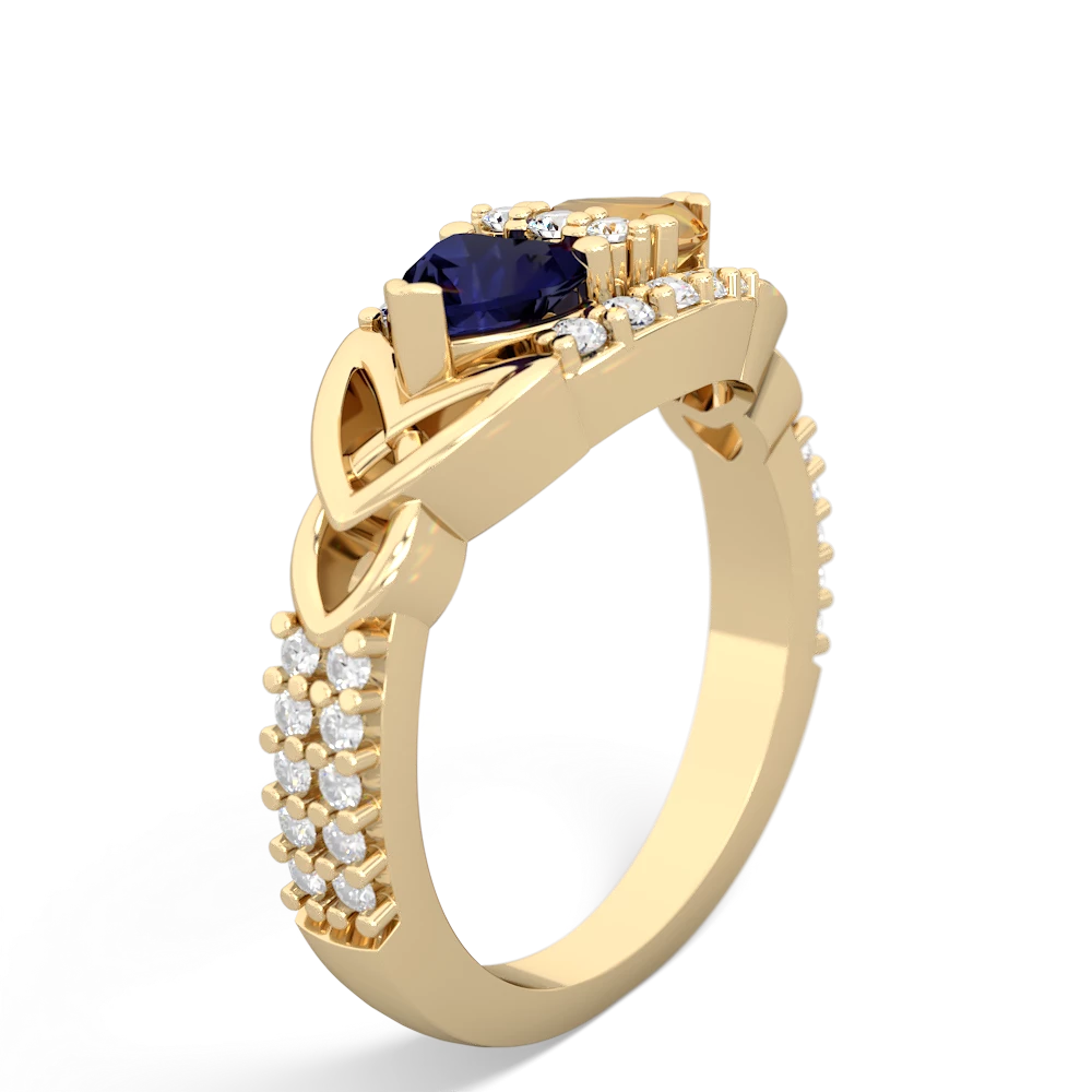 Sapphire Sparkling Celtic Knot 14K Yellow Gold ring R2645