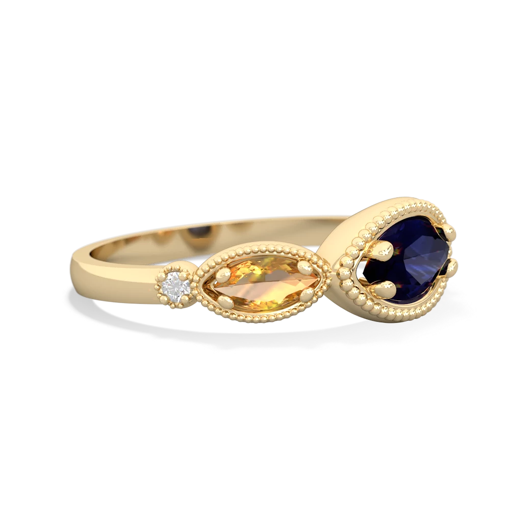 Sapphire Milgrain Marquise 14K Yellow Gold ring R5700