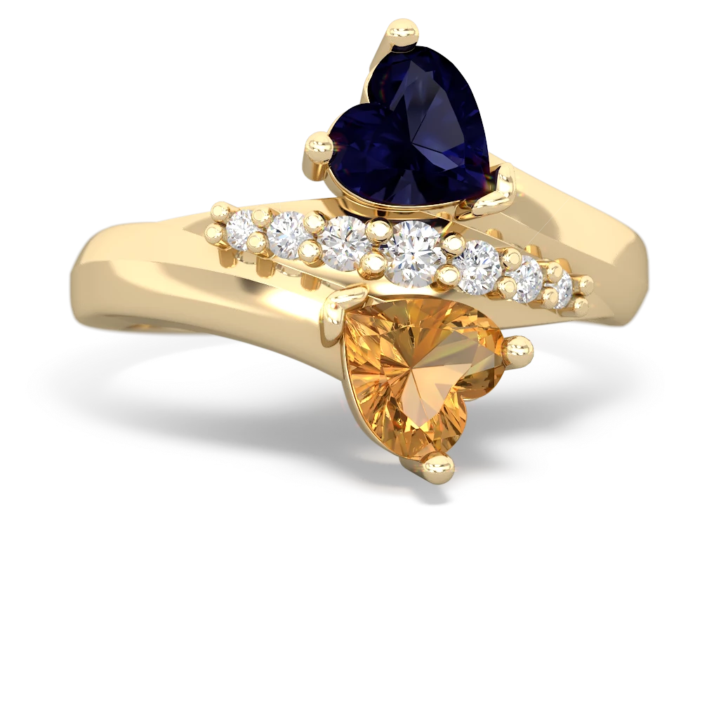 Sapphire Heart To Heart 14K Yellow Gold ring R2064